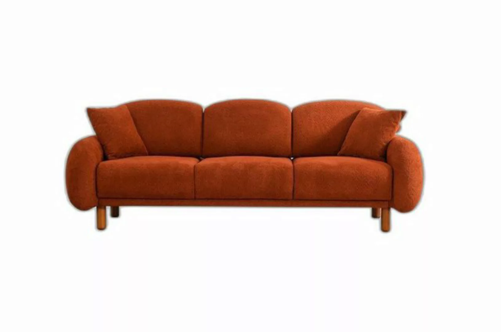 Xlmoebel 3-Sitzer Oranges Polstersofa 3-Sitzer Stoff-Sofa Couch Modern, 1 T günstig online kaufen