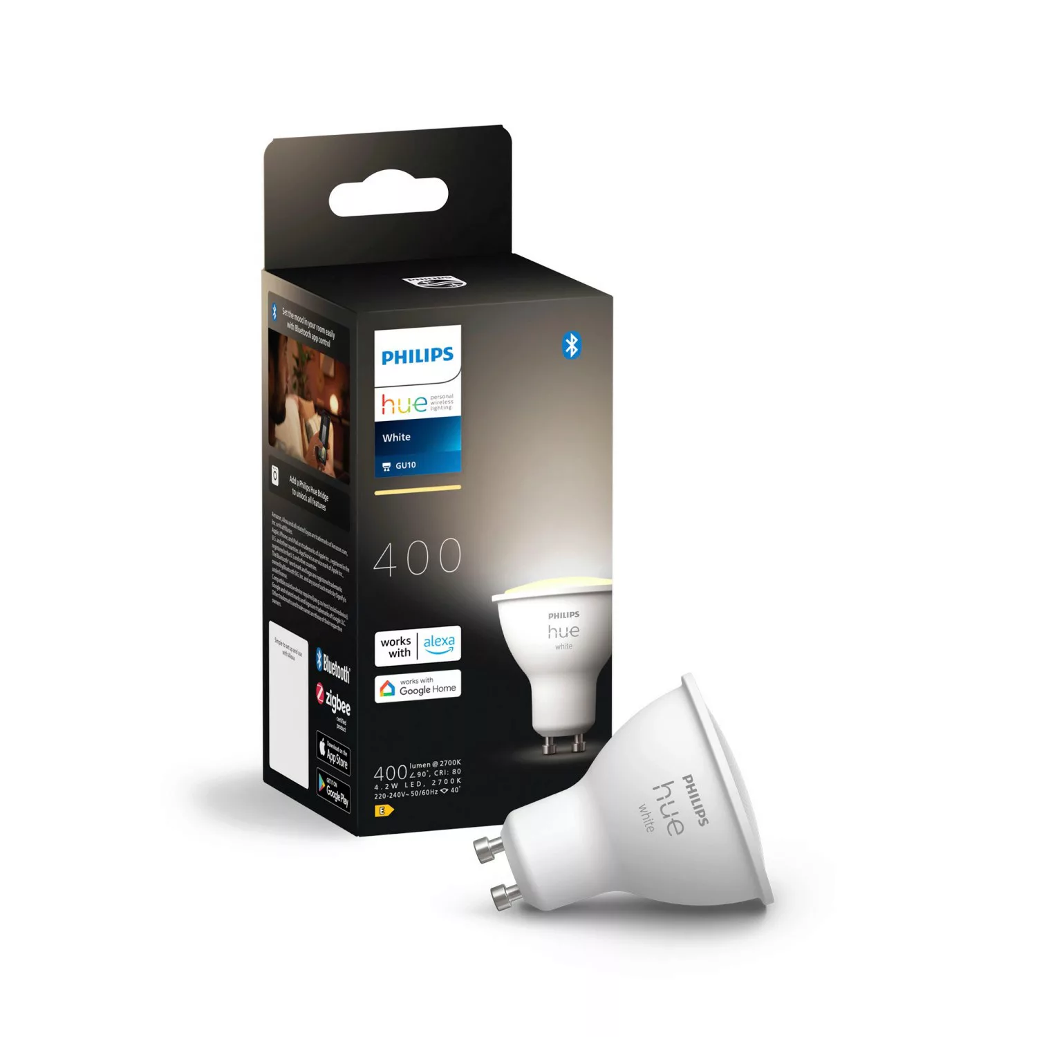 Philips Hue Bluetooth White Lampe GU10 in Weiß 4,2W 400lm 1er Set günstig online kaufen