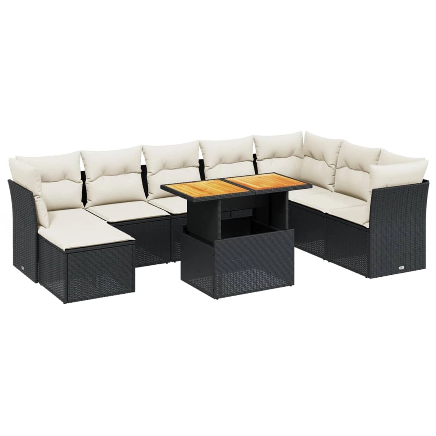 vidaXL 9-Tlg Garten-Sofagarnitur mit Kissen Schwarz Poly Rattan 3275513 günstig online kaufen