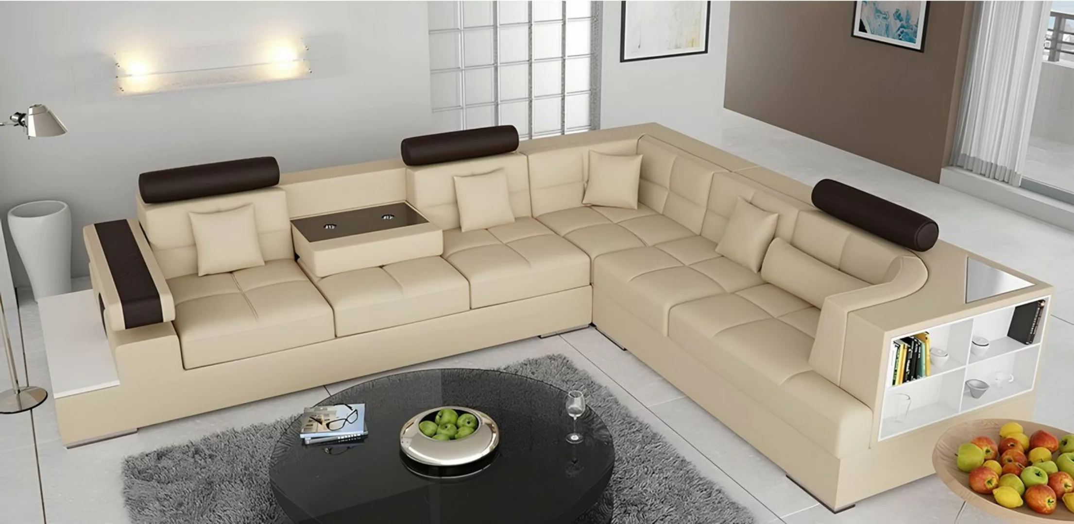 Xlmoebel Ecksofa Neue Polster-Eckcouch mit Ledersofa und USB-Anschluss in, günstig online kaufen