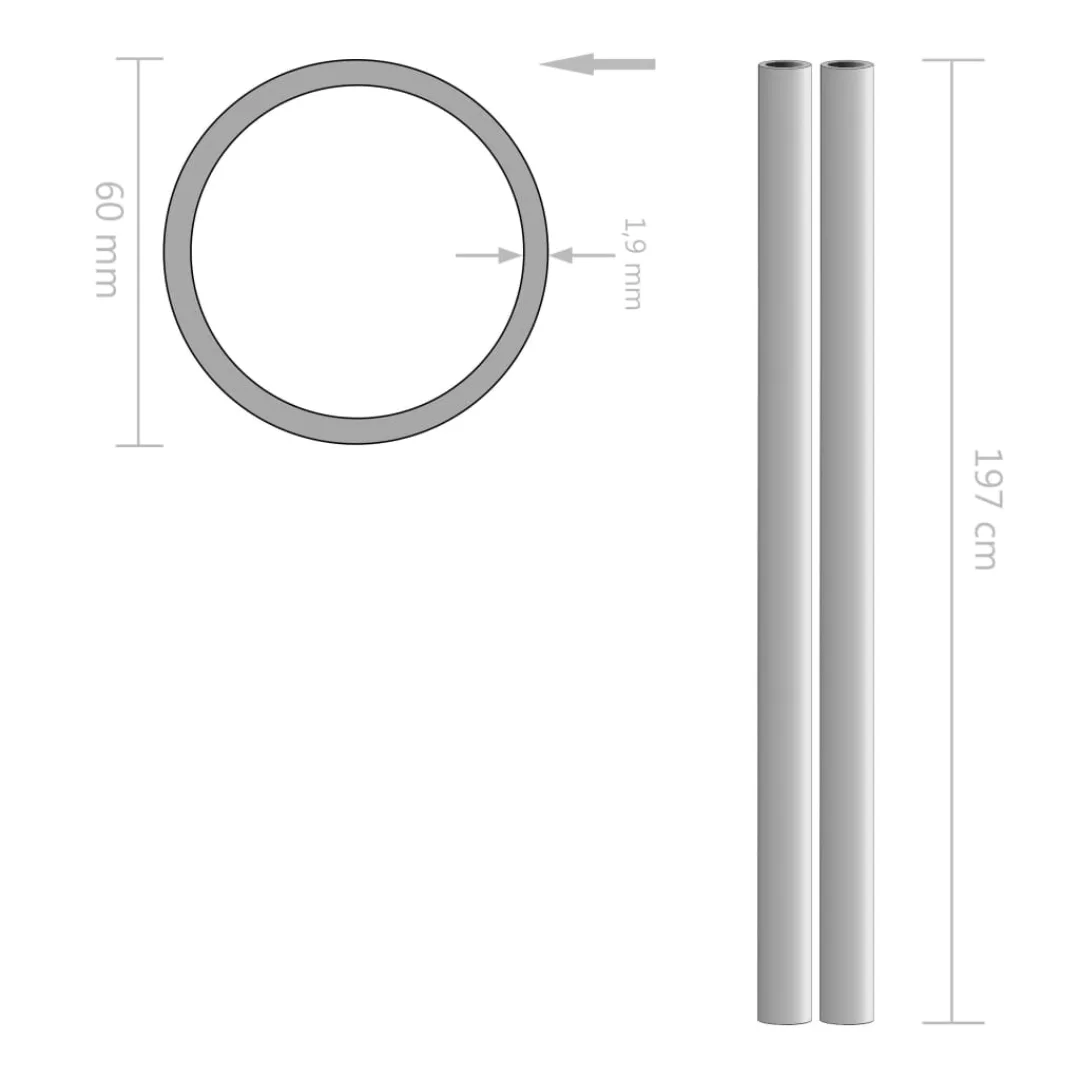 2 Stk. Edelstahlrohre Rund V2a 2m Ø60x1,9mm günstig online kaufen