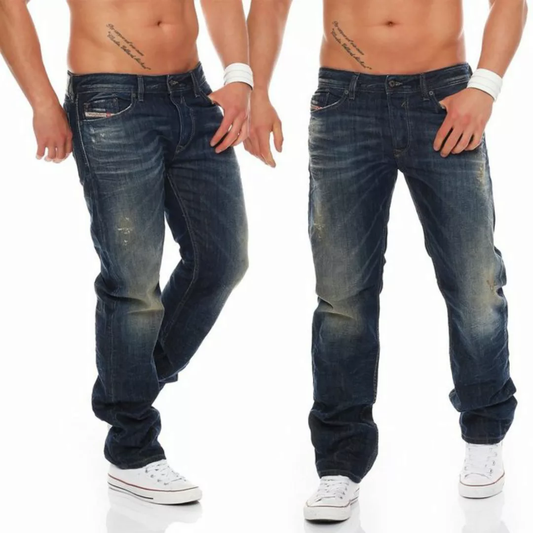 Diesel Regular-fit-Jeans Herren Waykee 0837A Blau, 5 Pocket Style, Destroye günstig online kaufen