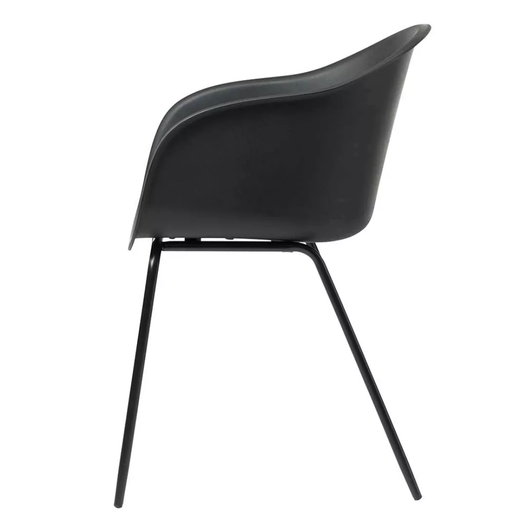 Kunststoff Stühle in Schwarz Armlehnen (2er Set) günstig online kaufen