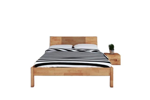 Natur24 Bett Bett Bento 6 Sonderlänge 200x210 Kernbuche Holzkopfteil und Ho günstig online kaufen