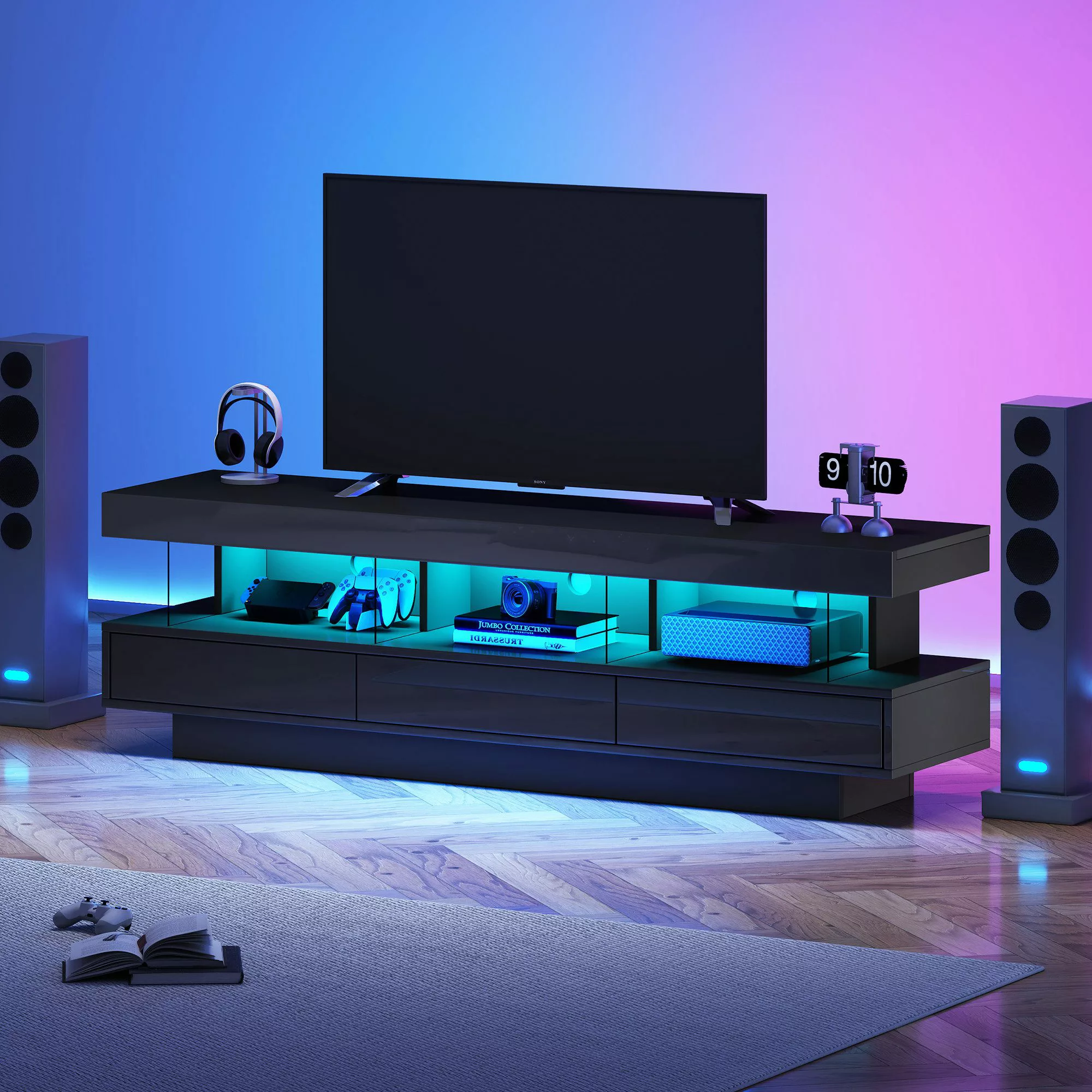 MODFU Wohnzimmer-Set TV-Schrank, (Hochglanz-TV-Ständer, 1-St., für günstig online kaufen