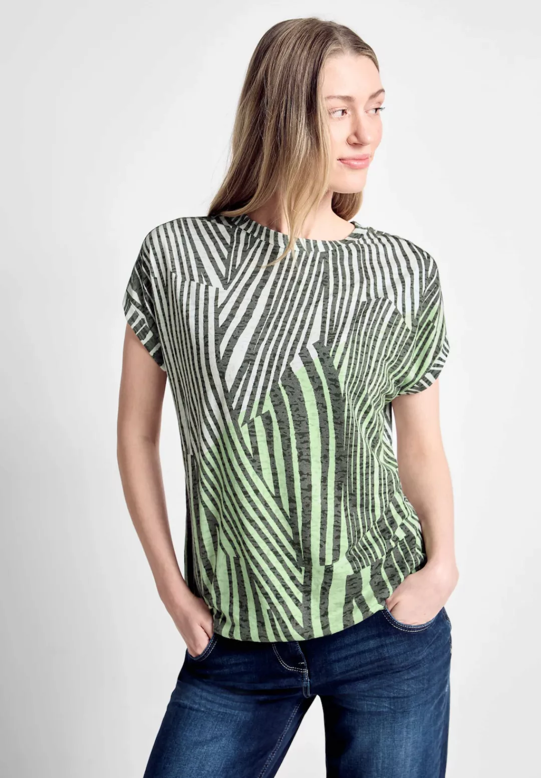 Cecil Print-Shirt mit auffälligem Burn-Out Muster günstig online kaufen