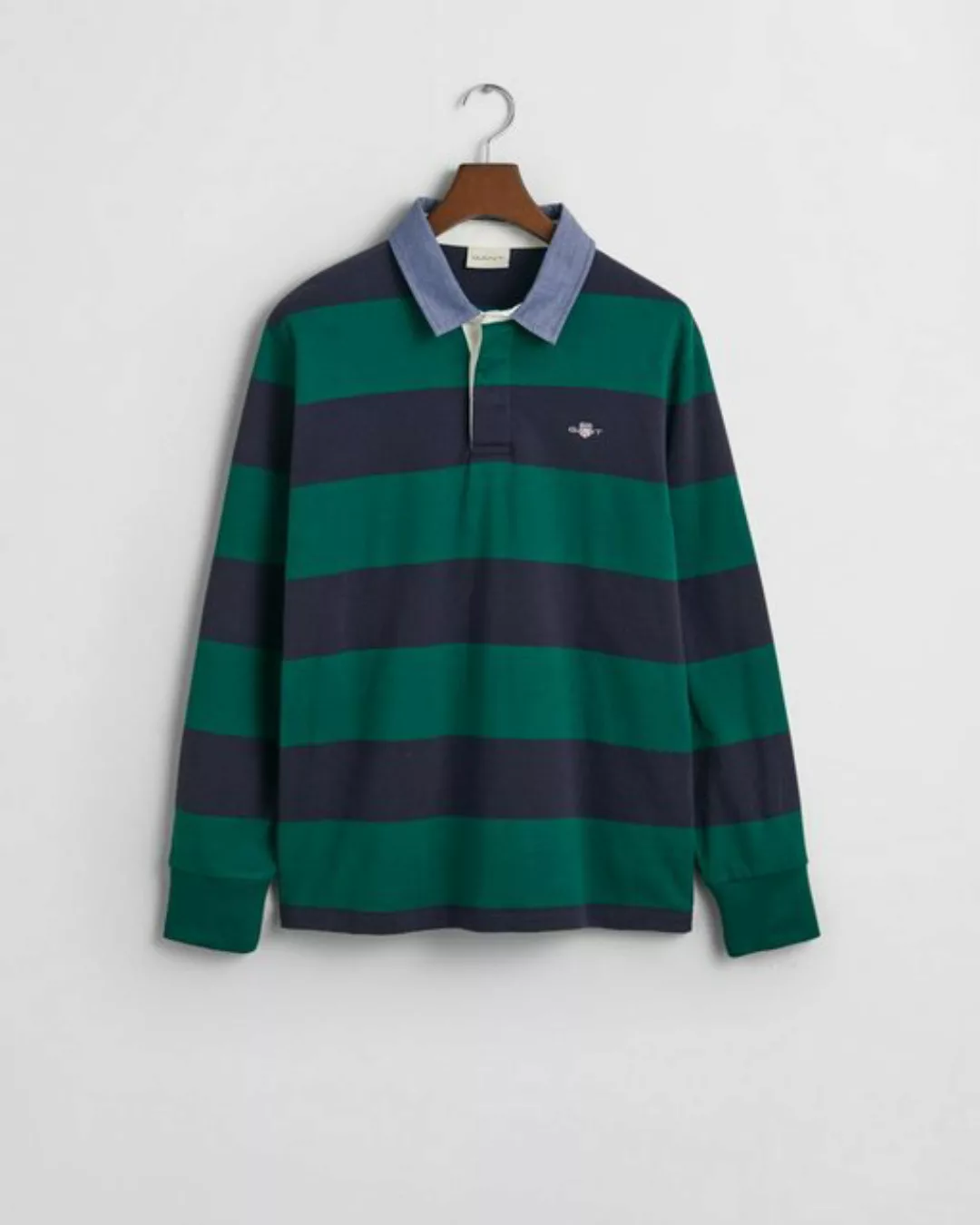 Gant Langarmshirt REG CHAMBRAY STRIPE HEAVY RUGGER, DEEP FOREST GREEN günstig online kaufen