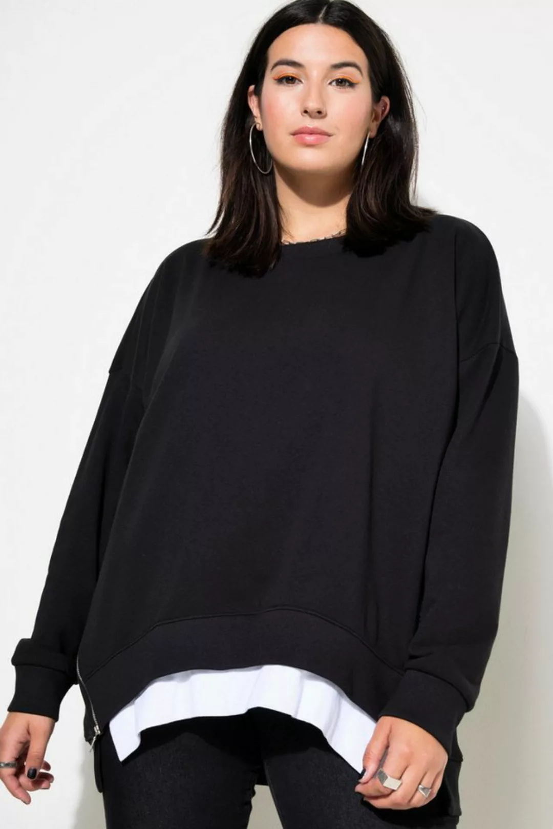 Studio Untold Sweatshirt Sweatshirt oversized Layering-Look Seitenzipper günstig online kaufen