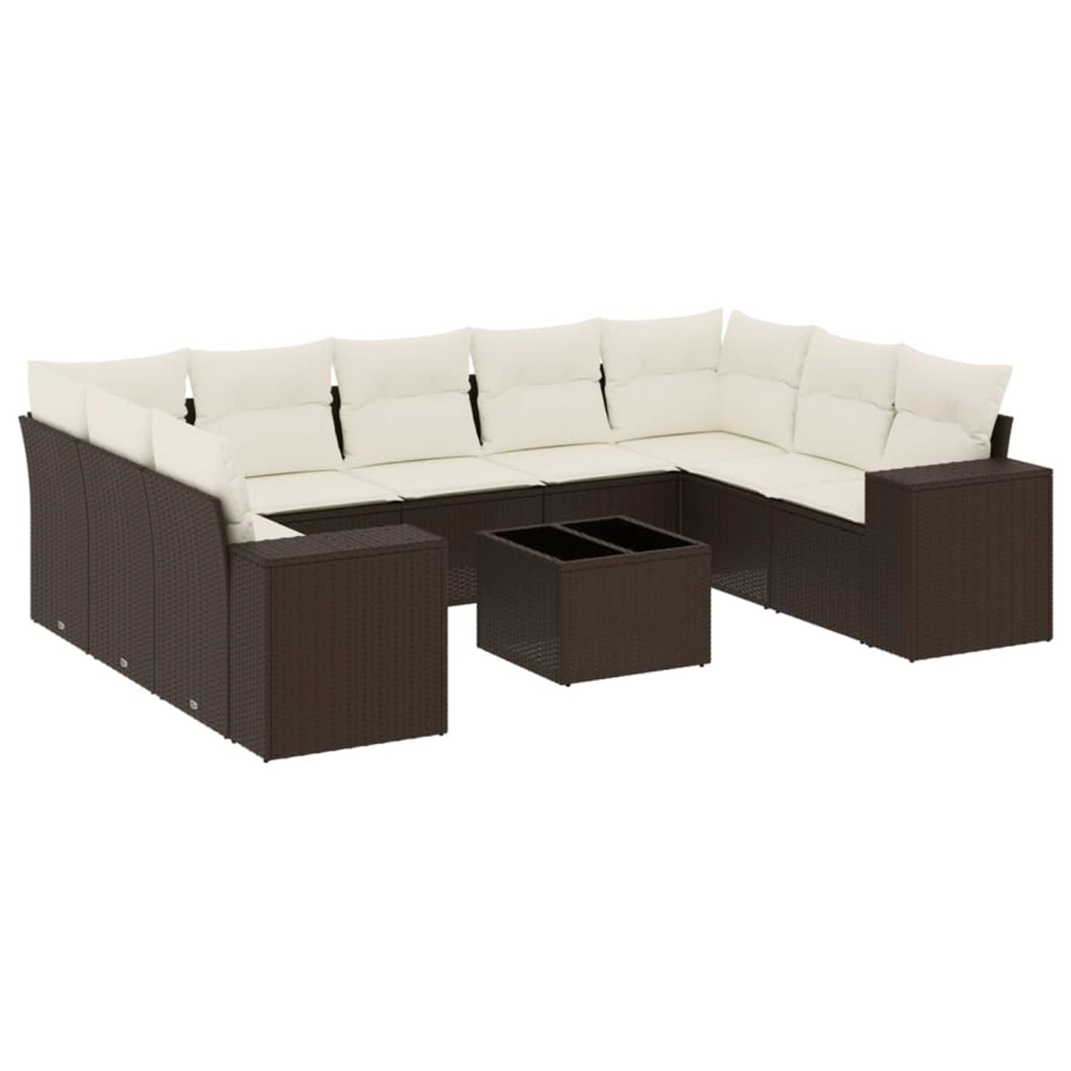 vidaXL 10-Tlg Garten-Sofagarnitur mit Kissen Braun Poly Rattan 3255350 günstig online kaufen