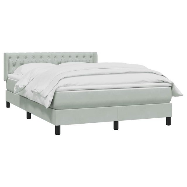 vidaXL Bett Boxspringbett mit Matratze Hellgrau 160x220 cm Samt günstig online kaufen