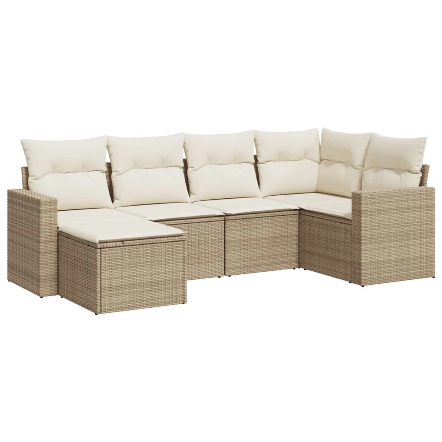 vidaXL 6-Tlg Garten-Sofagarnitur mit Kissen Beige Poly Rattan 3219248 günstig online kaufen
