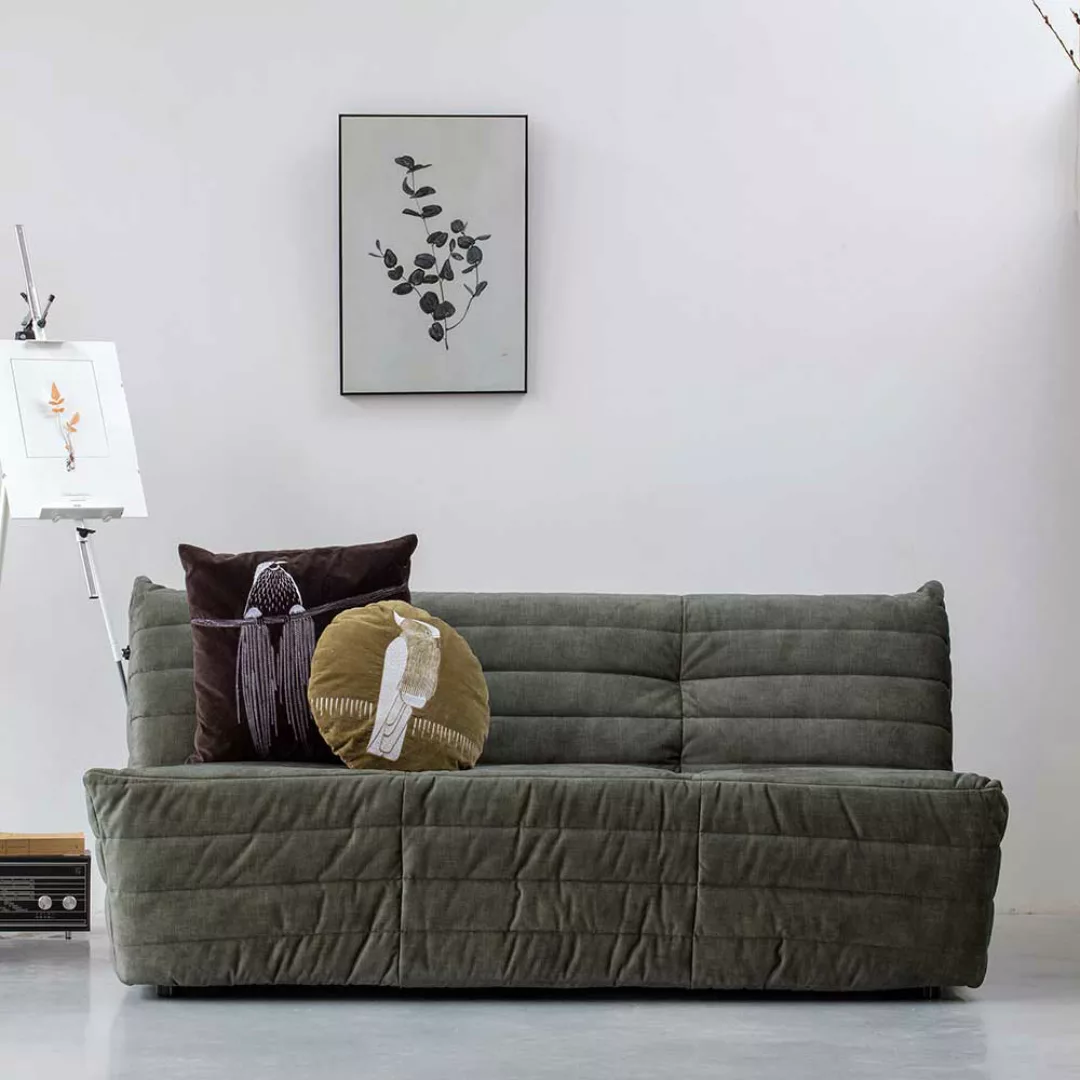 Dreisitzer Sofa in Dunkelgrün Samt 160 cm breit günstig online kaufen