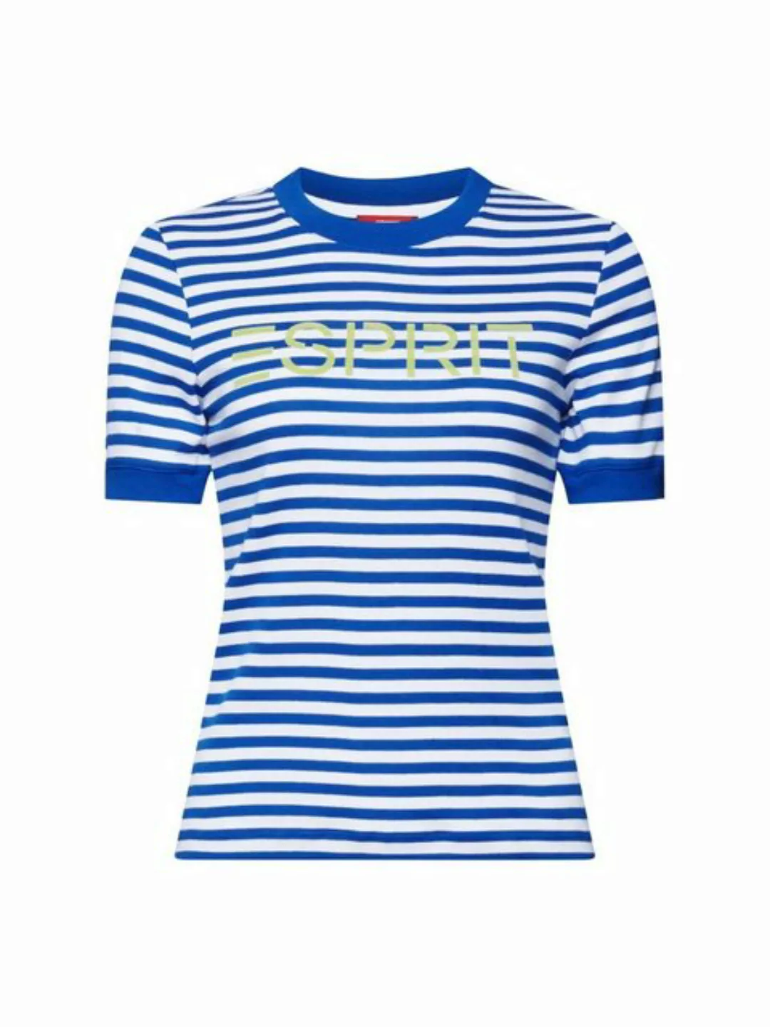 Esprit T-Shirt Gestreiftes Baumwoll-T-Shirt mit Logo-Print (1-tlg) günstig online kaufen