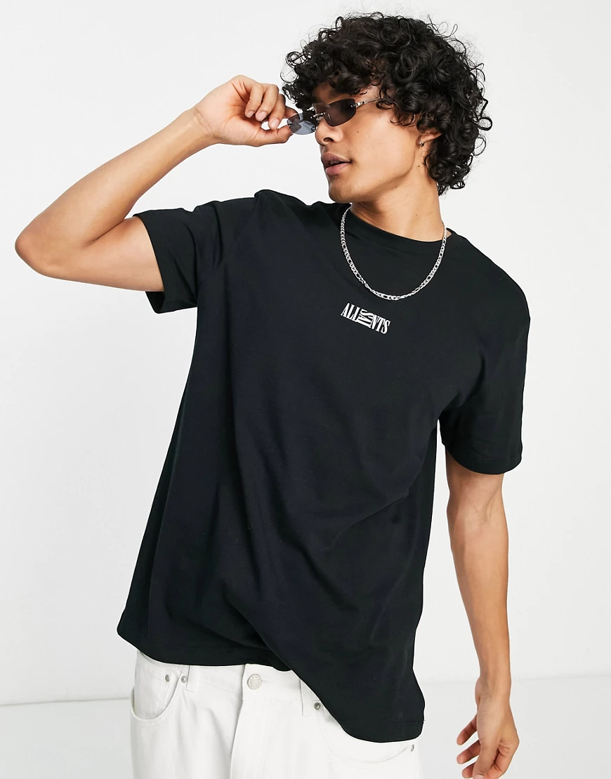 AllSaints – Opposition – T-Shirt in Schwarz mit Rundhalsausschnitt günstig online kaufen