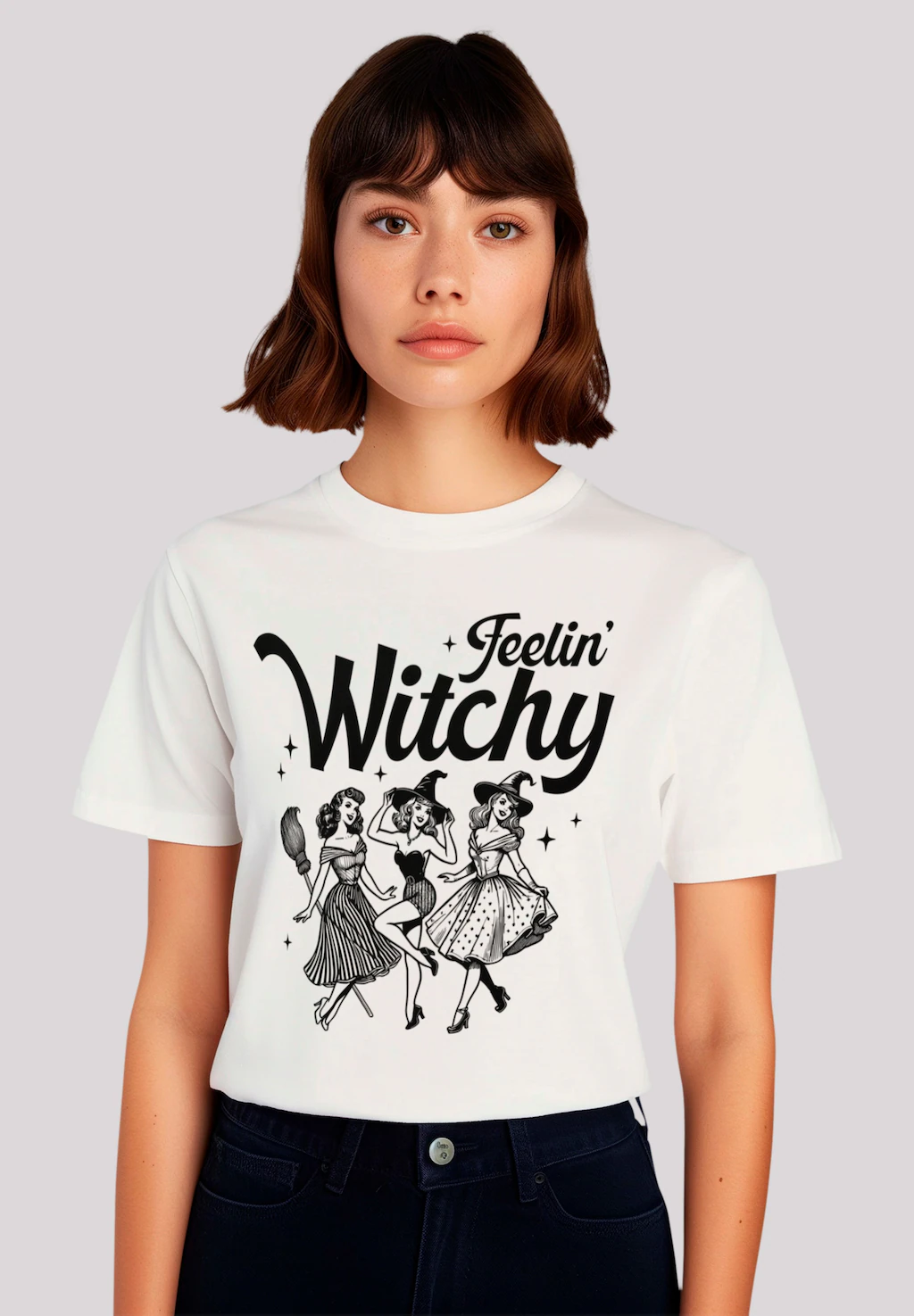 F4NT4STIC T-Shirt "Halloween Witch feelin witchy", Premium Qualität, Hallow günstig online kaufen