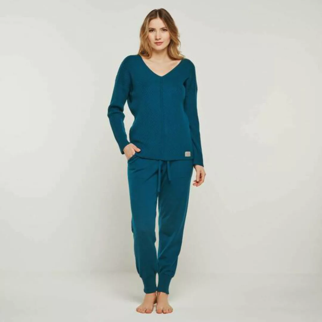 Merino Loungewear Set "V-strickpullover Blossom & Strickhose Bella" günstig online kaufen