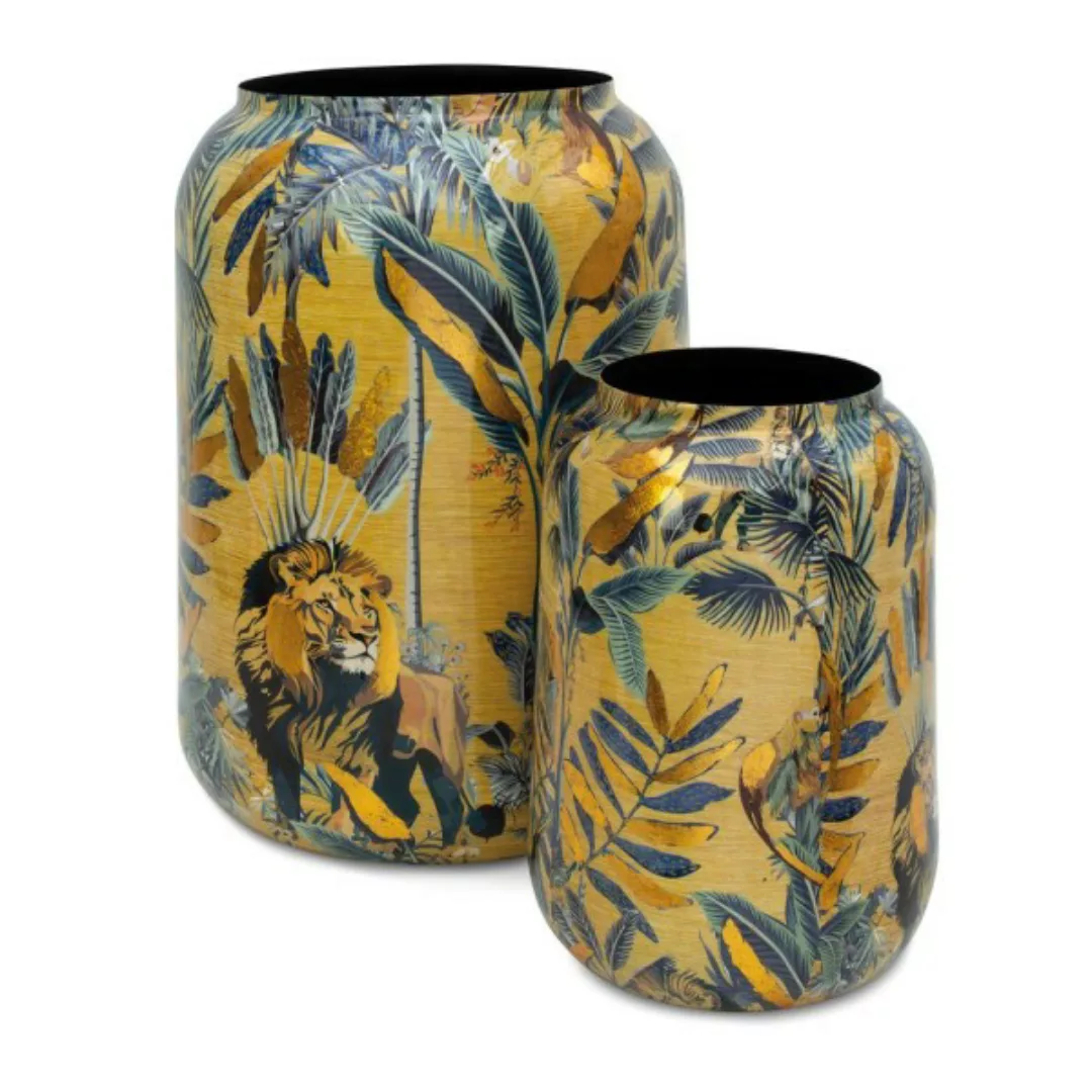 Nomad Lion goldene Vase mit Dschungel-Design 2er Set günstig online kaufen