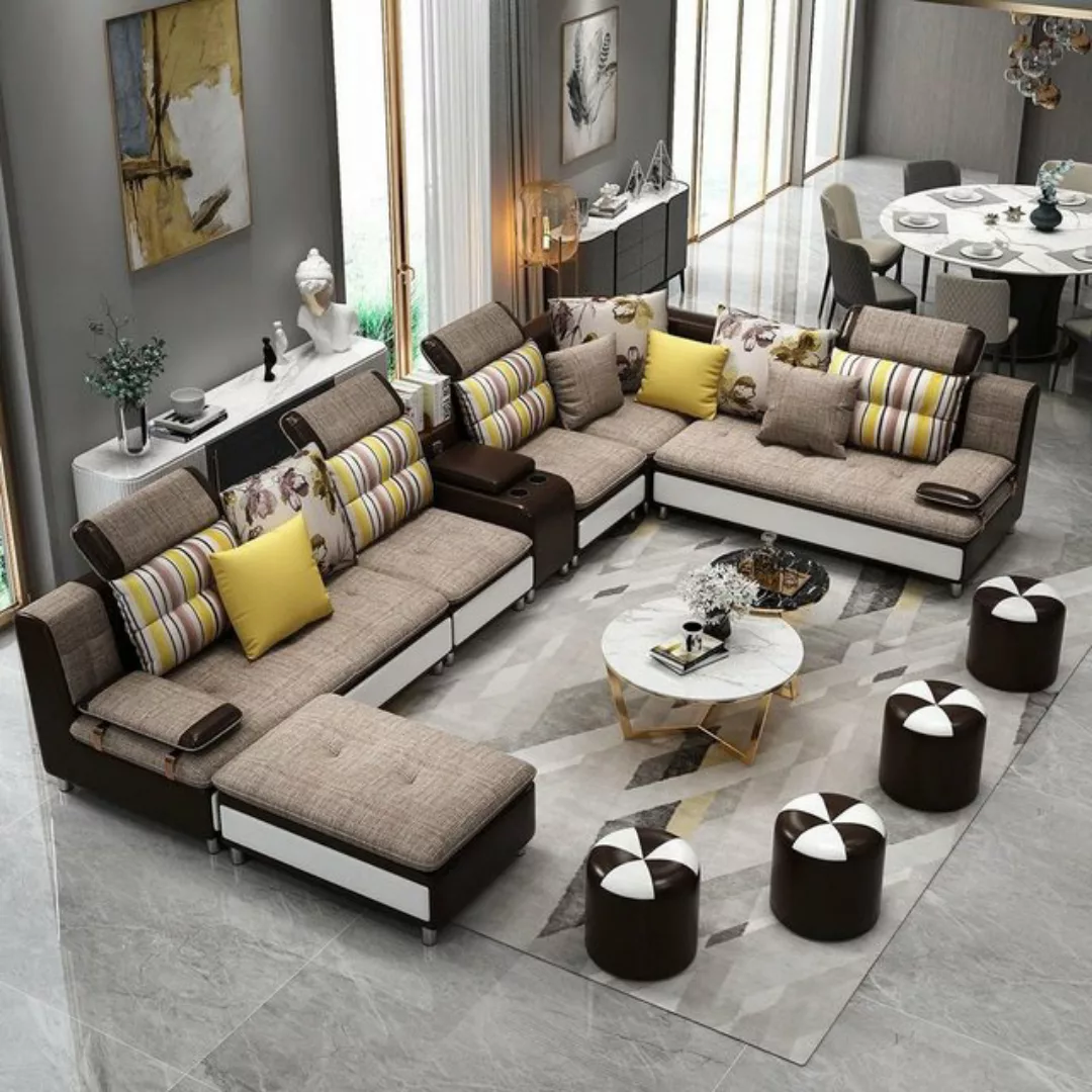 JVmoebel Ecksofa Ecksofa U-Form Wohnlandschaft Sofa Couch Polster Garnitur, günstig online kaufen