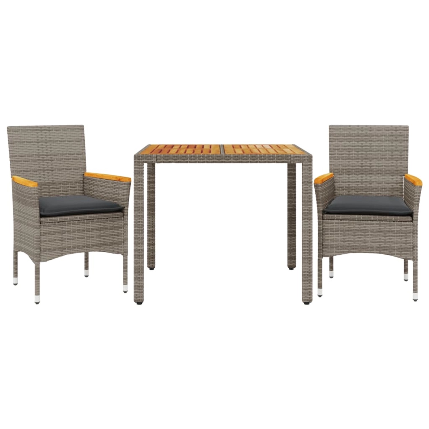 vidaXL 3-Tlg Garten-Essgruppe mit Kissen Grau Poly Rattan Akazie 3278633 günstig online kaufen