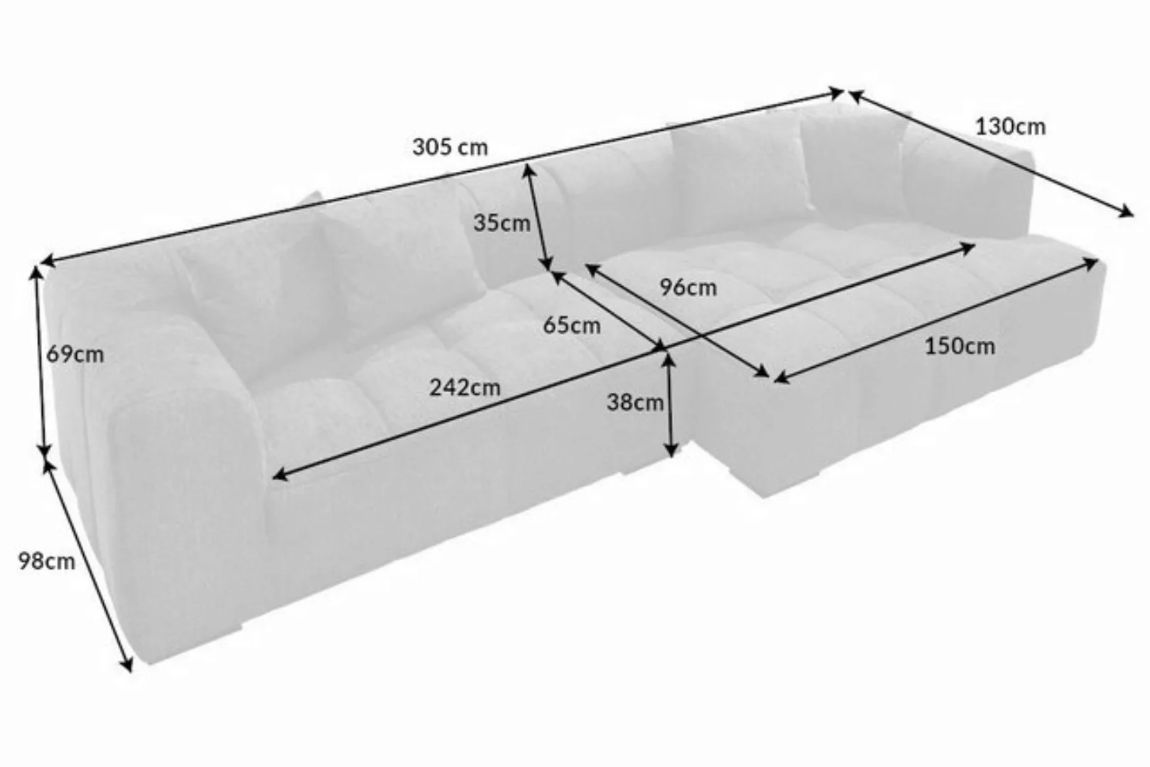 riess-ambiente Ecksofa ZERO GRAVITY 305cm grau, Einzelartikel 1 Teile, Wohn günstig online kaufen