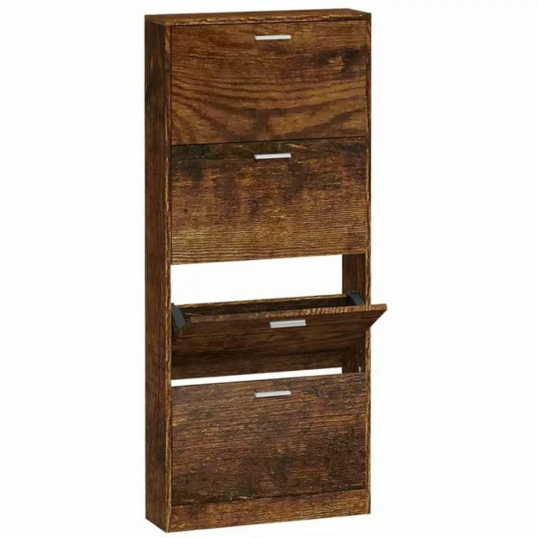 furnicato Schuhschrank Räuchereiche 59x17x150 cm Holzwerkstoff günstig online kaufen