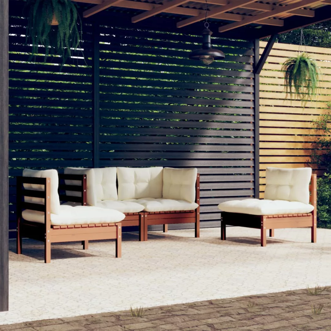 4-tlg. Garten-lounge-set Mit Kissen Kiefer Massivholz günstig online kaufen