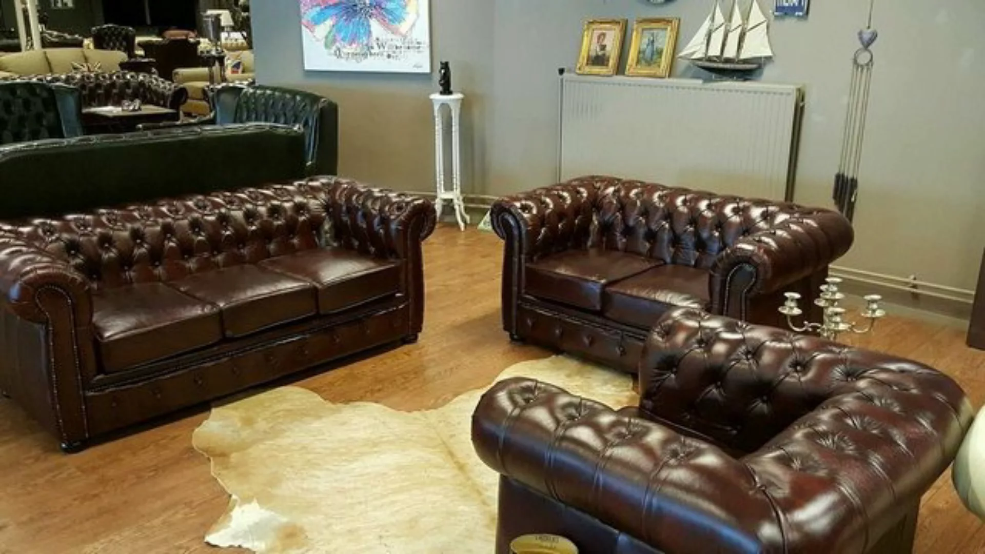 JVmoebel Sofa Chesterfield Sofagarnitur Polster 3+2+1 Ledersofa 100% Leder günstig online kaufen