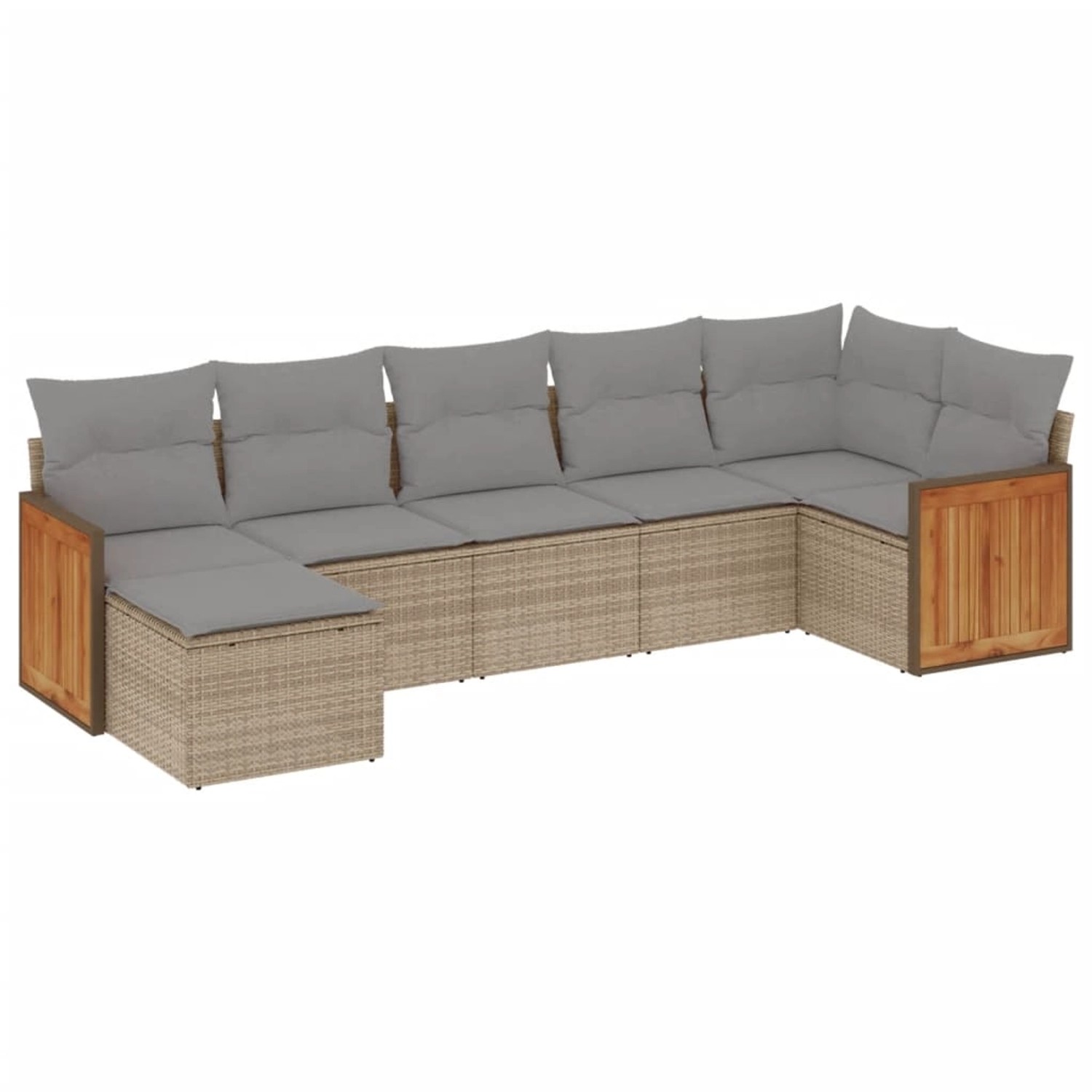 vidaXL 7-Tlg Garten-Sofagarnitur mit Kissen Beige Poly Rattan 3227872 günstig online kaufen