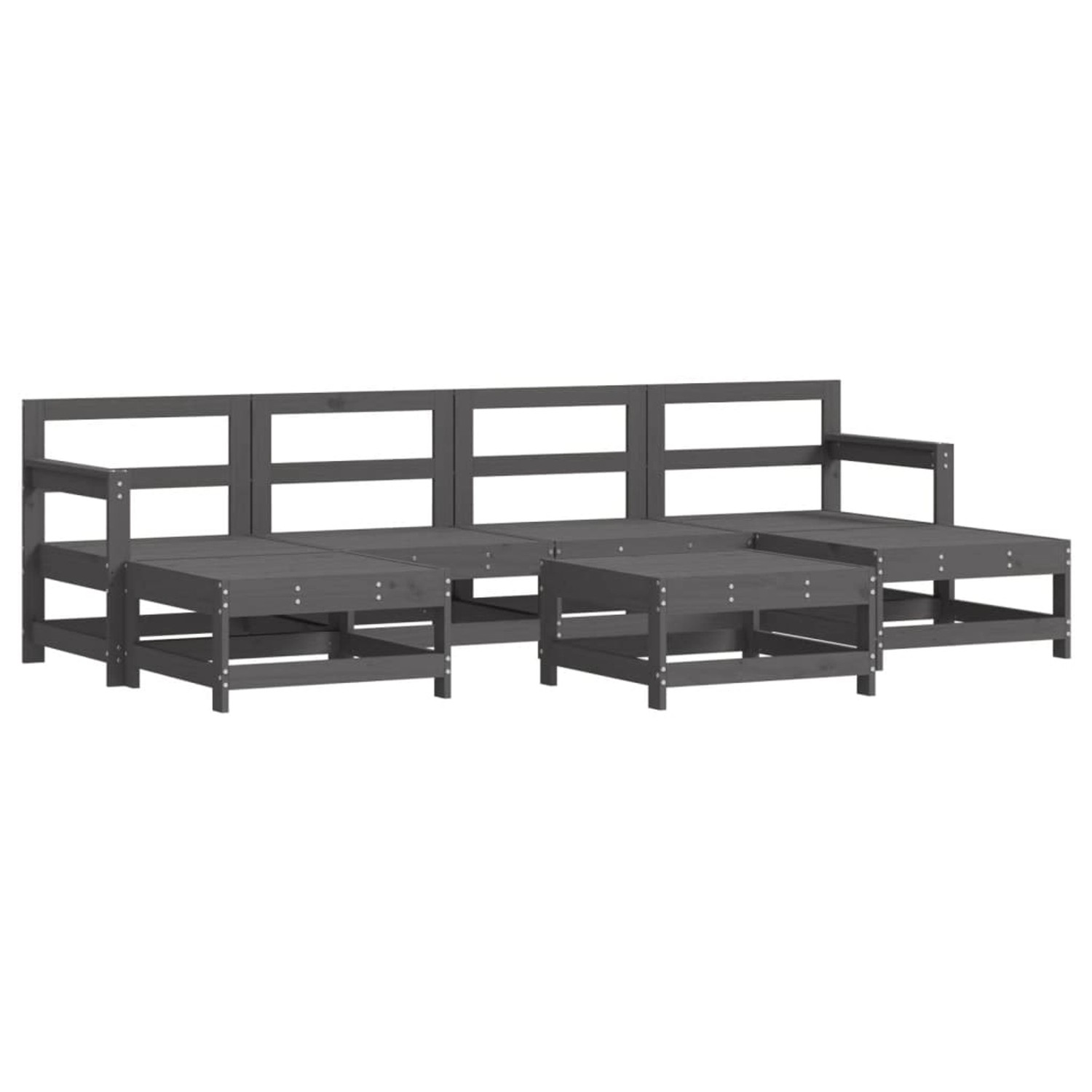 vidaXL 7-tlg Garten-Lounge-Set Grau Massivholz Kiefer Modell 18 günstig online kaufen