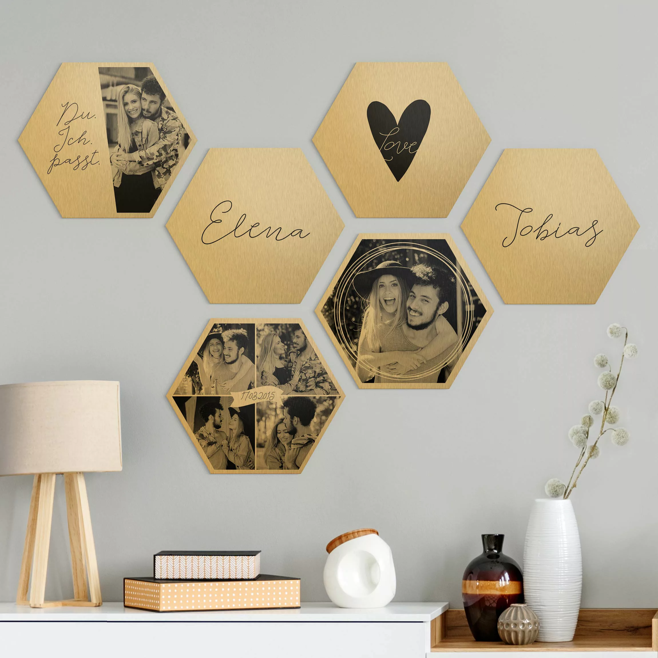 Hexagon Bild Alu-Dibond Designer 6-teiliges Hexagon Bild Alu-Dibond gebürst günstig online kaufen