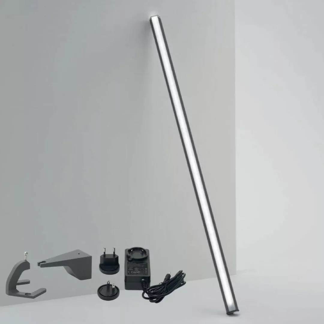 LED Akku Stehleuchte Pencil L in Dunkelgrau 18W 1700lm IP65 1460mm mit vert günstig online kaufen