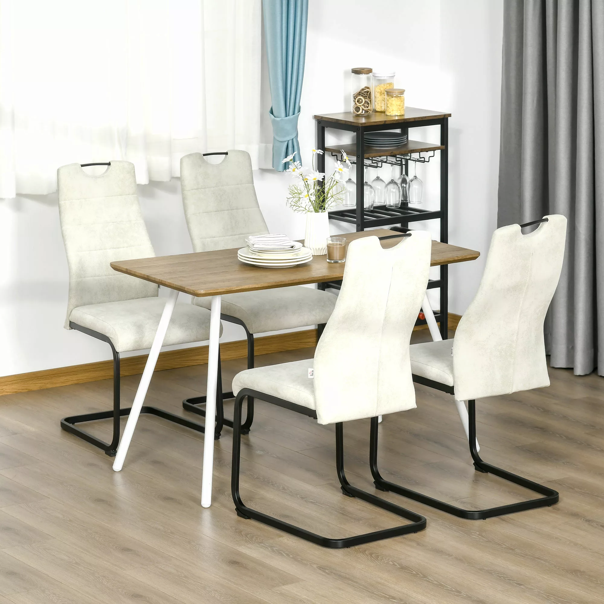 HOMCOM Esszimmerstühle Freischwinger Stuhl 4er Set Küchenstühle Schwingstüh günstig online kaufen