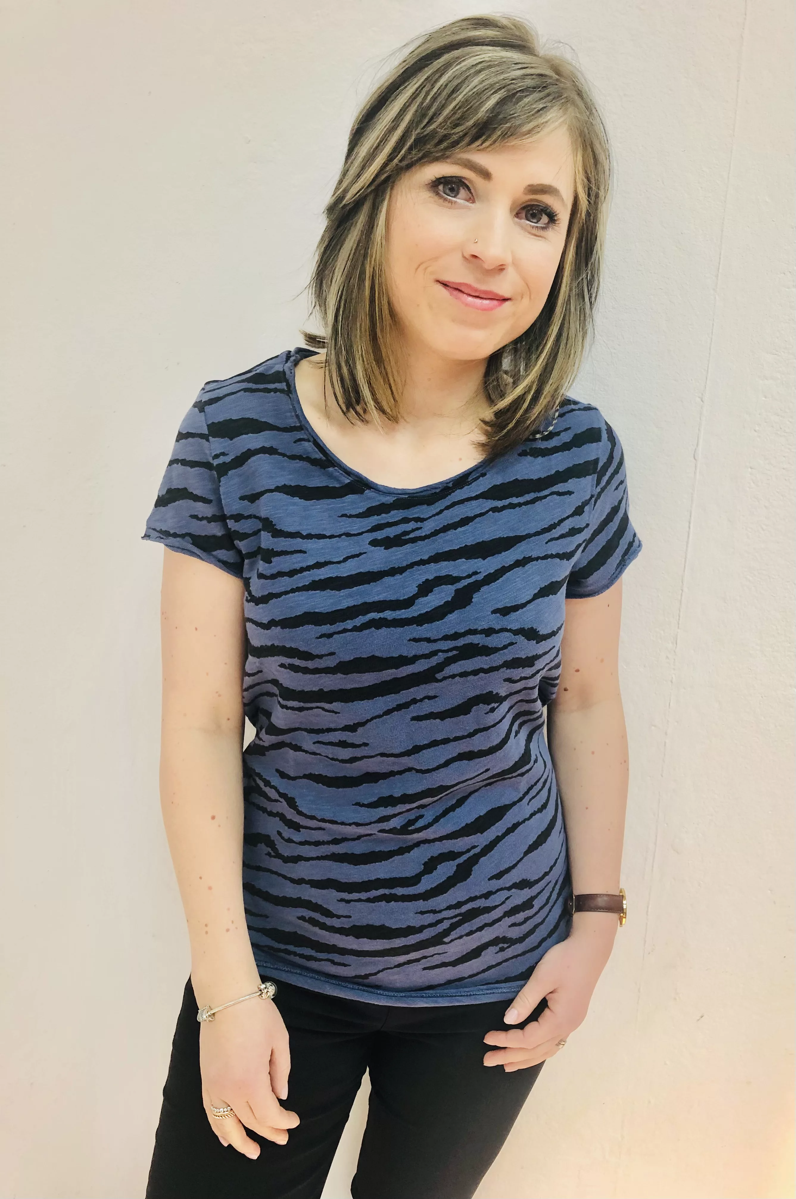 Munich Freedom Kurzarm Shirt mit Zebra-Print blue günstig online kaufen