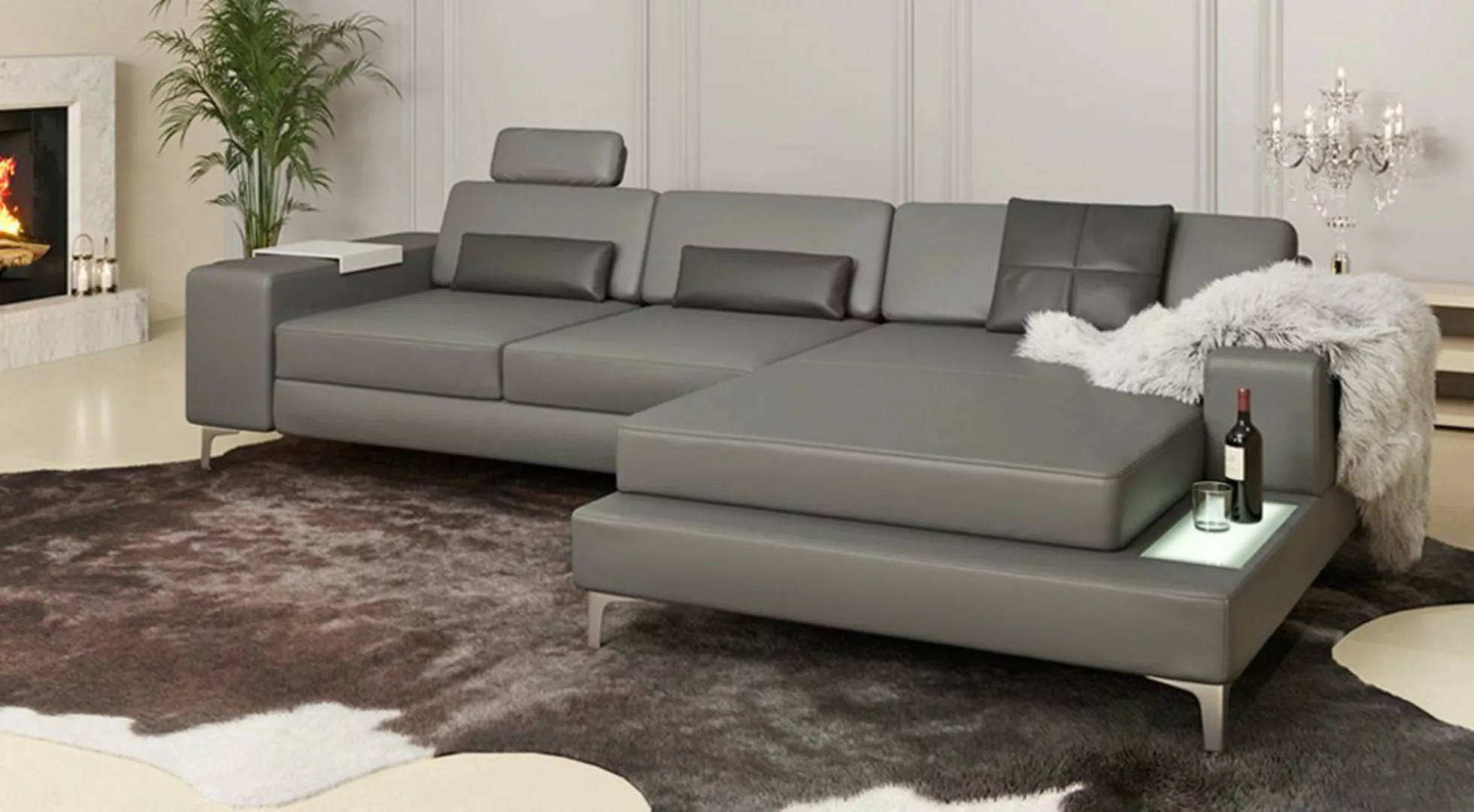 BULLHOFF Ecksofa Ledercouch Wohnlandschaft Leder Ecksofa Designsofa Eckcouc günstig online kaufen