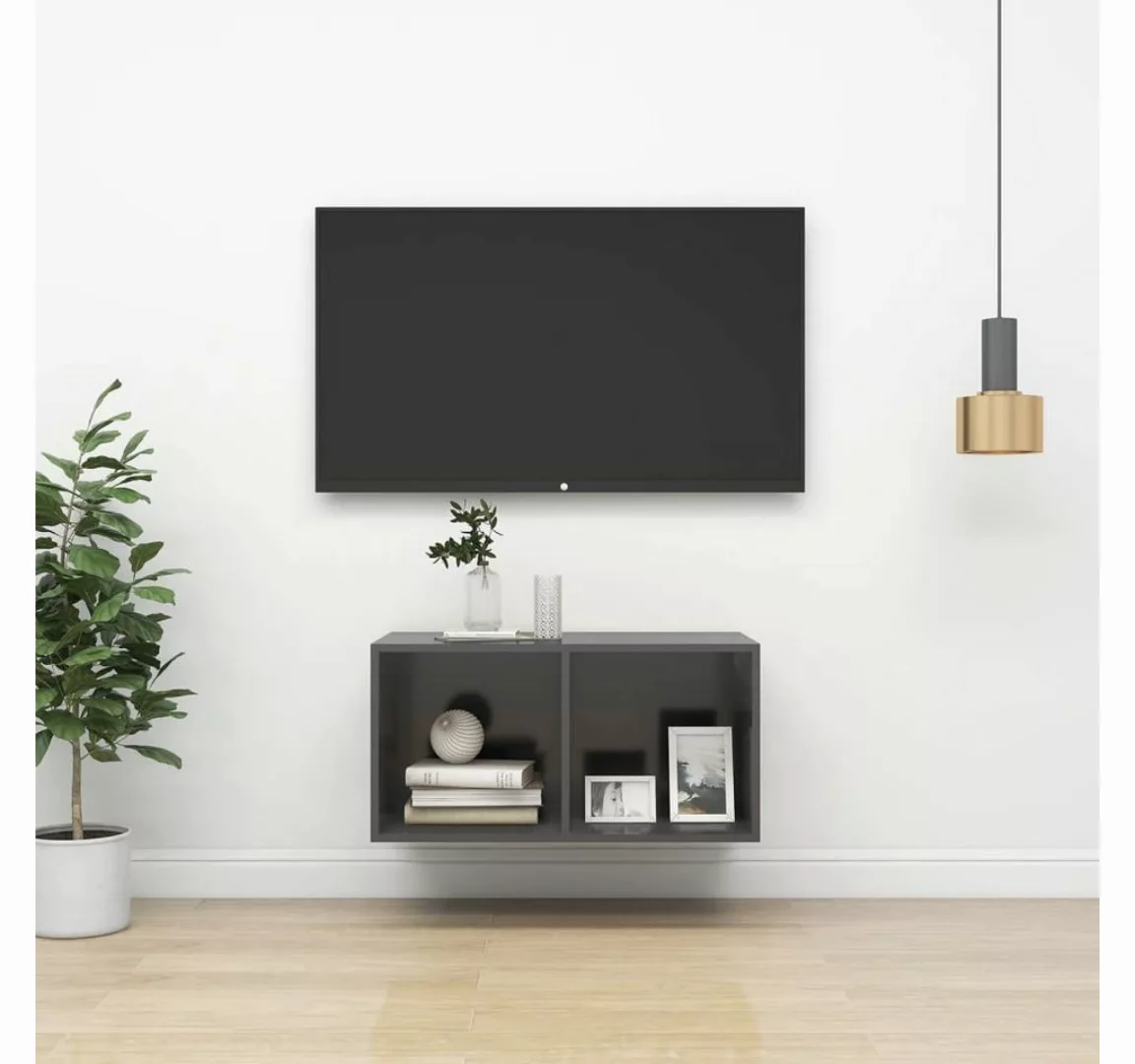 vidaXL TV-Schrank TV-Wandschrank Grau 37x37x72 cm Spanplatte günstig online kaufen