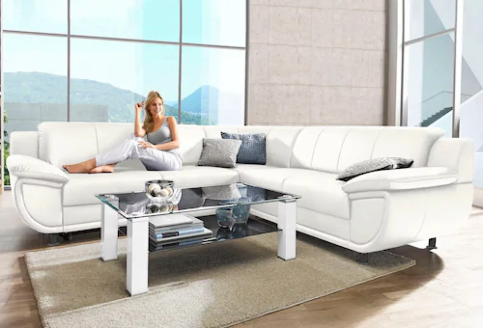 TRENDMANUFAKTUR Ecksofa "Rondo wahlweise mit Schlaffunktion, 267x247 cm (Bx günstig online kaufen