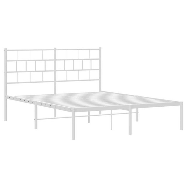 vidaXL Bettgestell Bettrahmen mit Kopfteil Metall Weiß 140x200 cm Bett Bett günstig online kaufen