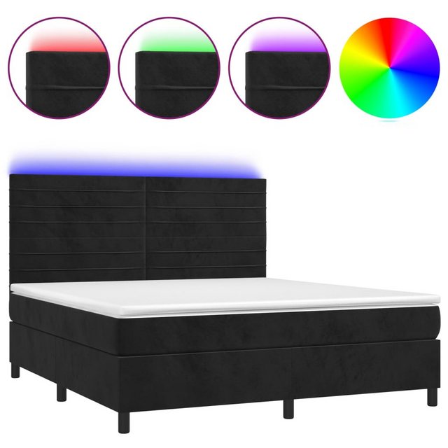 vidaXL Boxspringbett Boxspringbett mit Matratze & LED Samt (180 x 200 cm, S günstig online kaufen