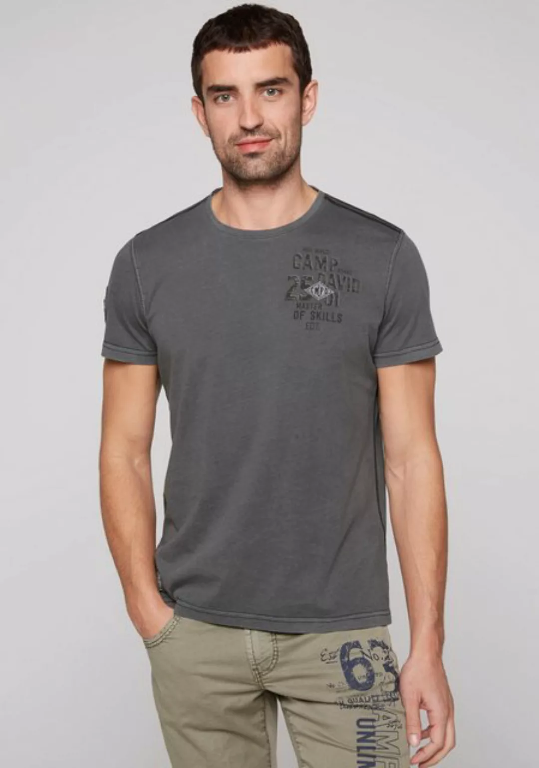 CAMP DAVID T-Shirt mit Logo-Bestickung am Ärmel günstig online kaufen