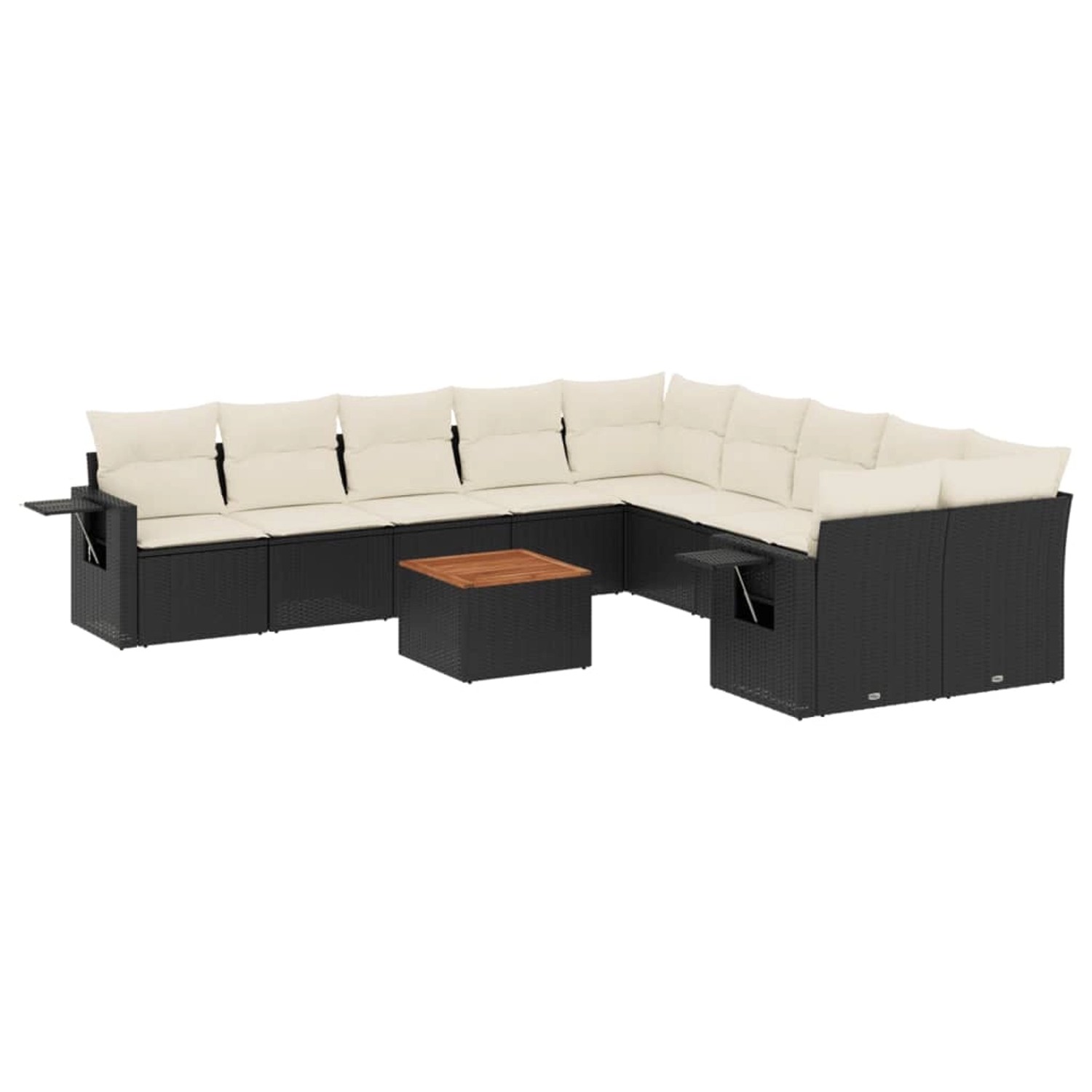 vidaXL 11-Tlg Garten-Sofagarnitur mit Kissen Schwarz Poly Rattan 3257085 günstig online kaufen
