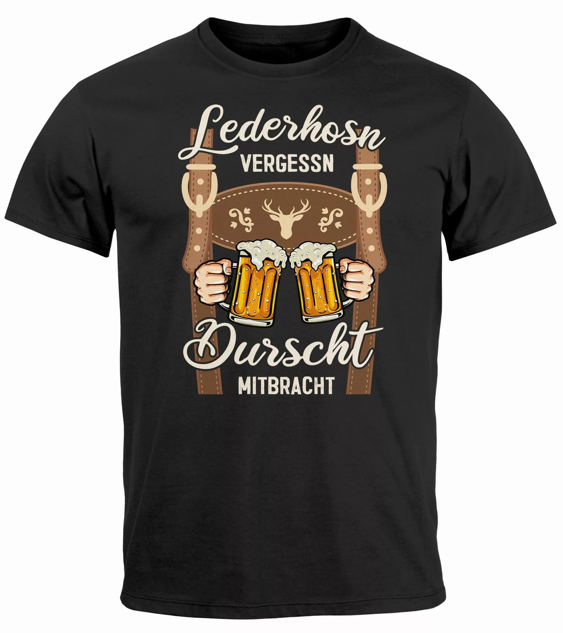 MoonWorks Print-Shirt Herren T-Shirt Trachtenshirt Lederhose günstig online kaufen