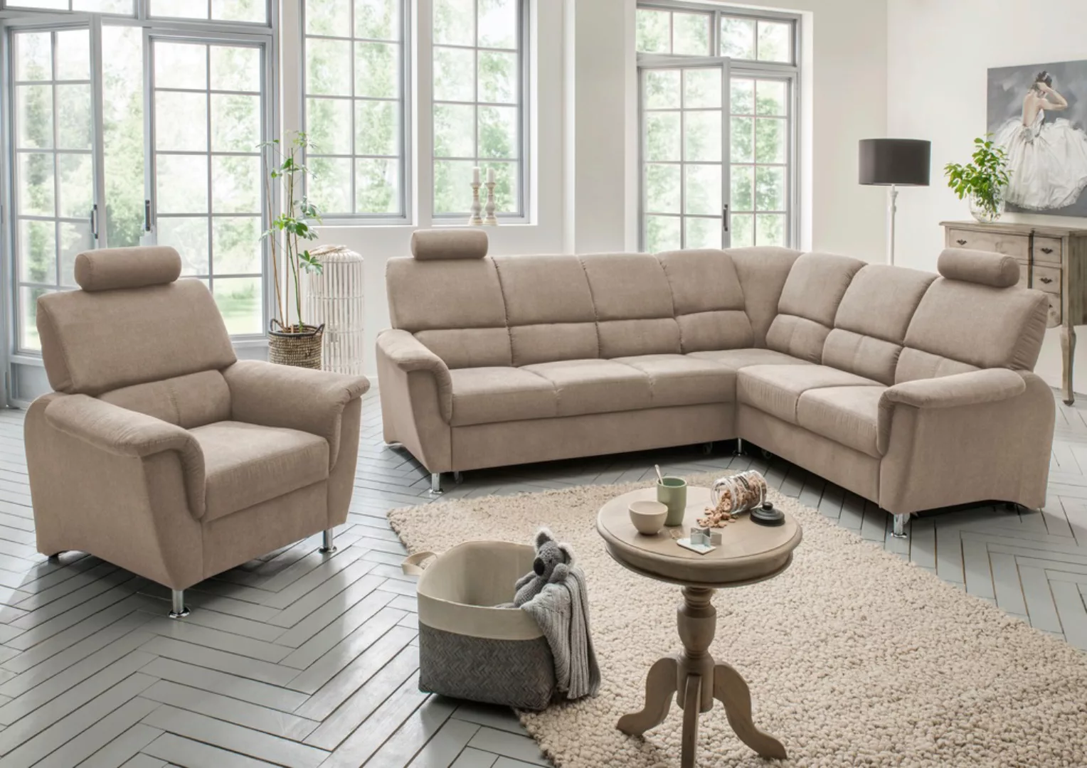 Home affaire Ecksofa "Pisa L-Form", mit Bettfunktion und Bettkasten günstig online kaufen