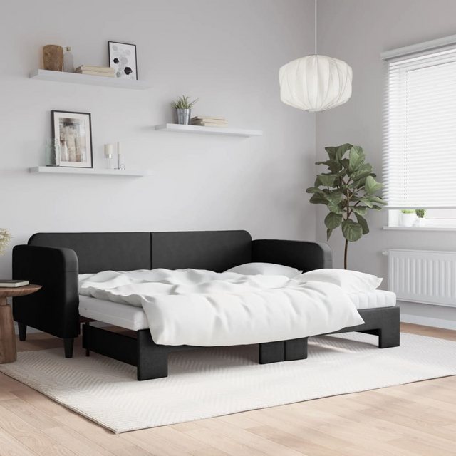 vidaXL Gästebett Gästebett Tagesbett Ausziehbar mit Matratzen Schwarz 90x20 günstig online kaufen