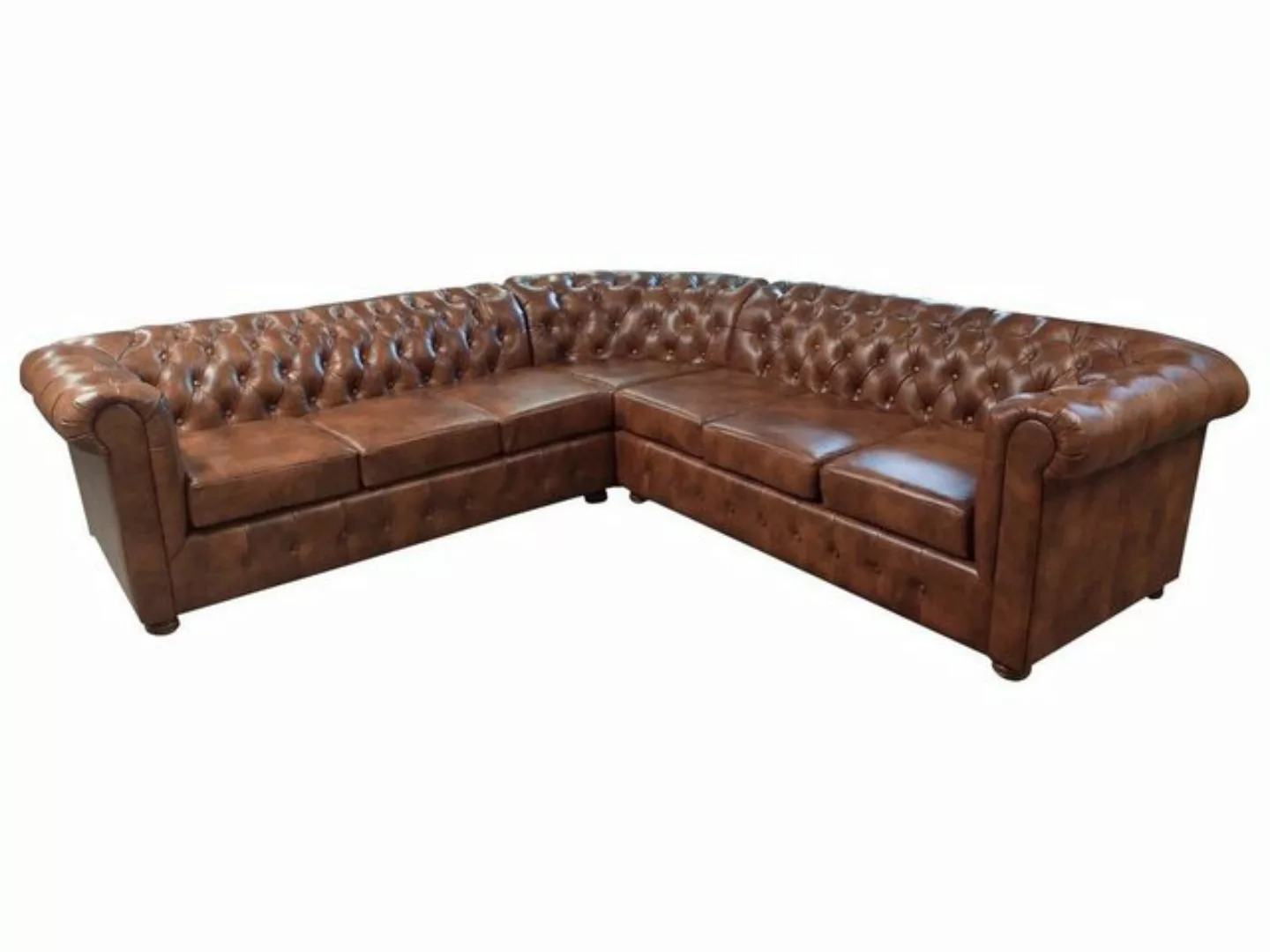 Xlmoebel Ecksofa Chesterfield Braunene Eckcouch Luxus L-Form Leder Sitzland günstig online kaufen