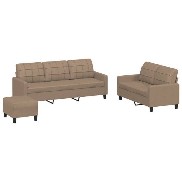 vidaXL Sofa, 3-tlg. Sofagarnitur mit Kissen Cappuccino-Braun Kunstleder günstig online kaufen