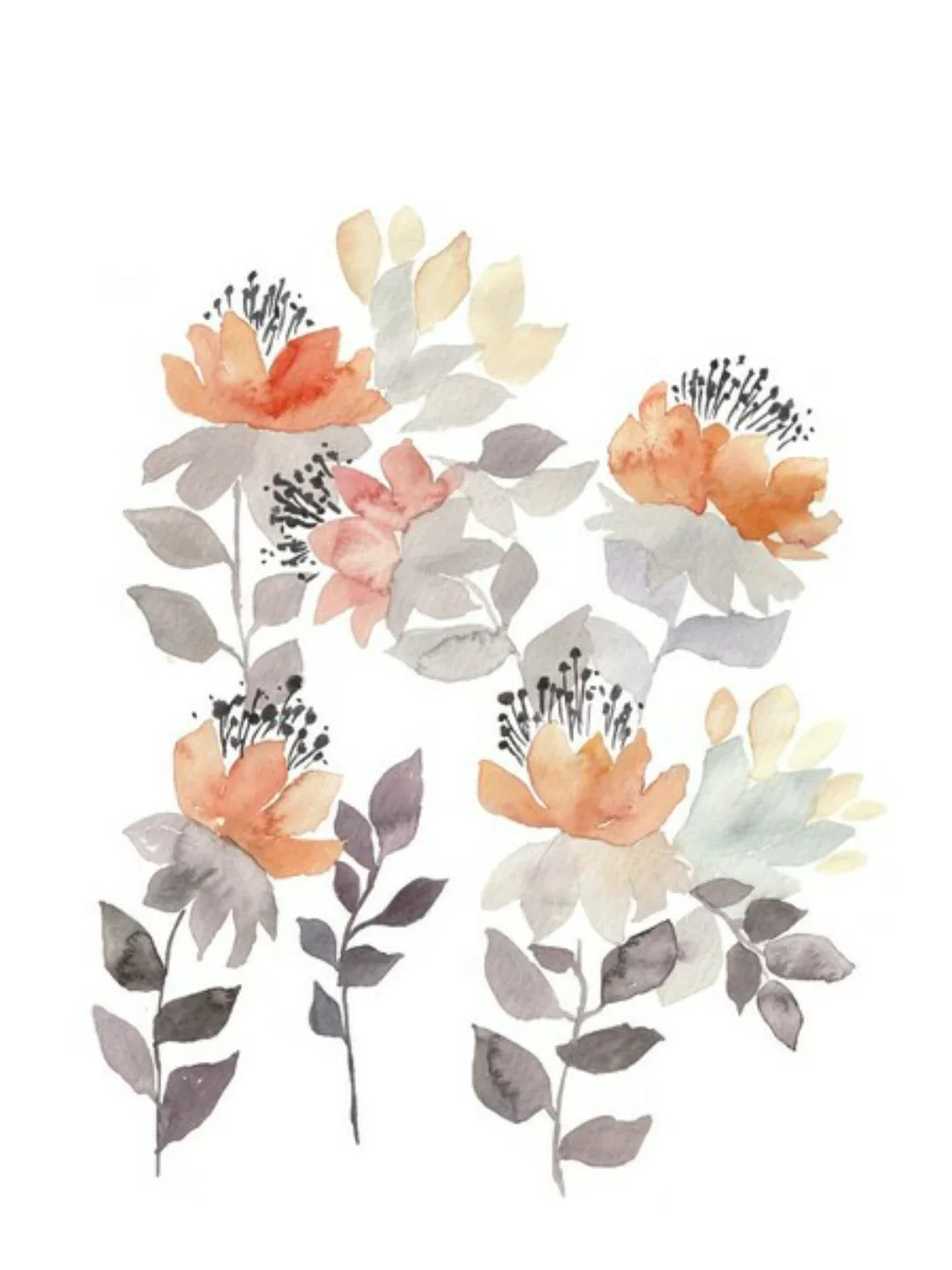 Poster / Leinwandbild - Oranger Blumenstrauß günstig online kaufen