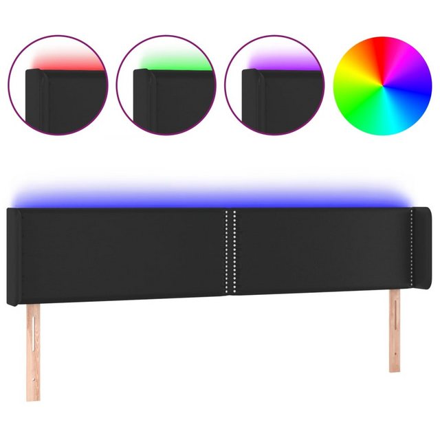 vidaXL Bett, LED Kopfteil Schwarz 163x16x78/88 cm Kunstleder günstig online kaufen