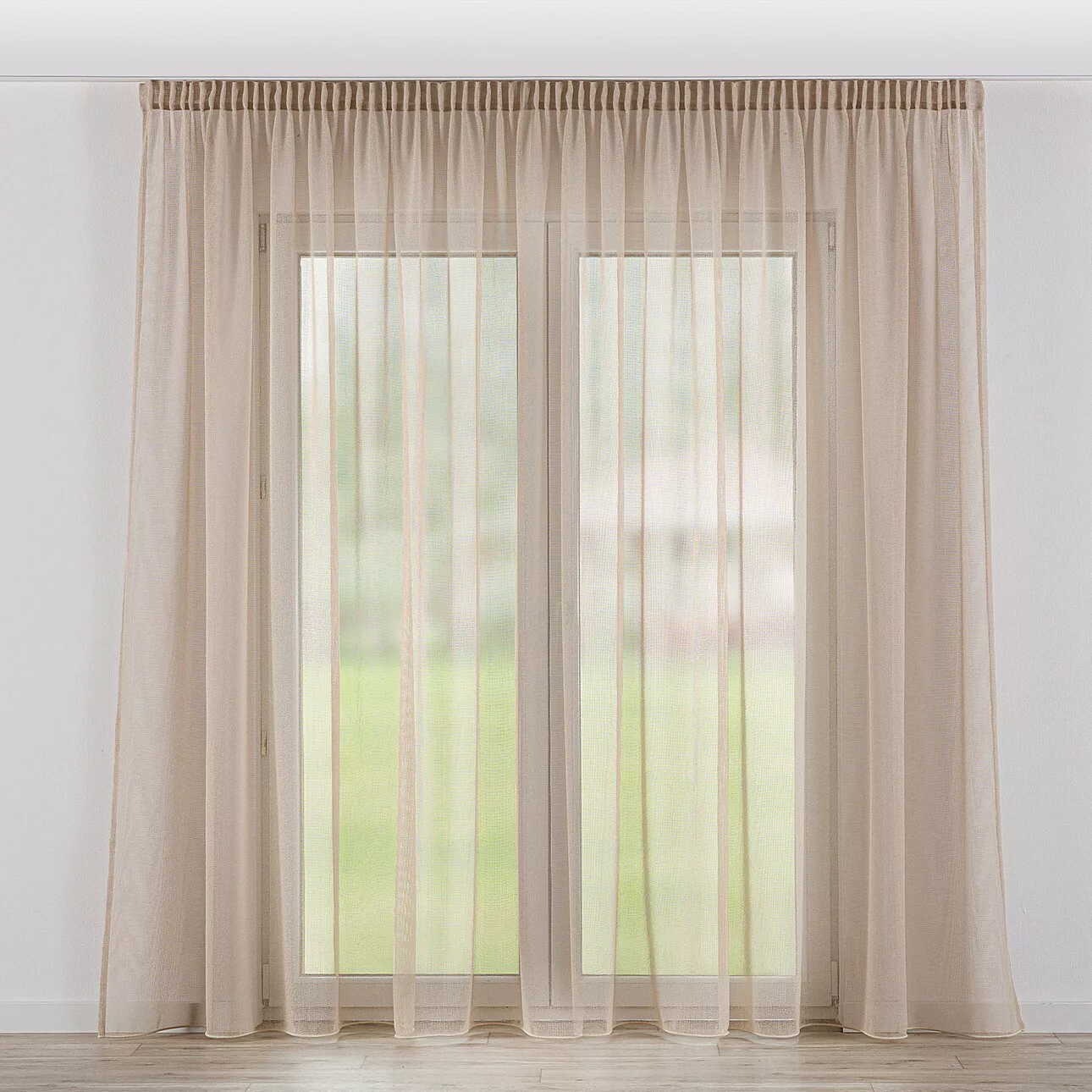 Gardine mit Kräuselband, beige, Voile (185-92) günstig online kaufen