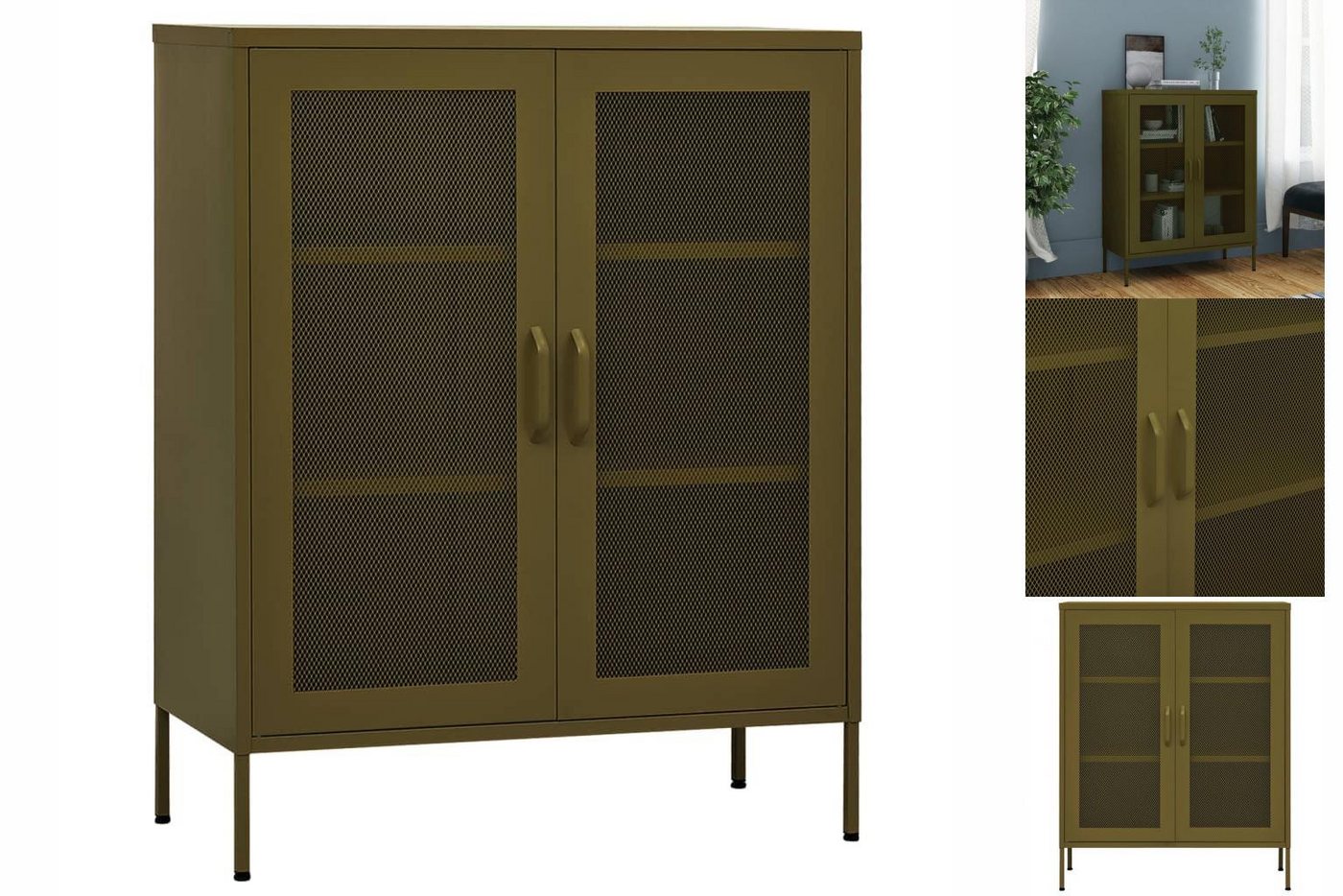 vidaXL Vitrine Vitrine Schrank Olivgrün 80x35x101,5 cm Stahl günstig online kaufen