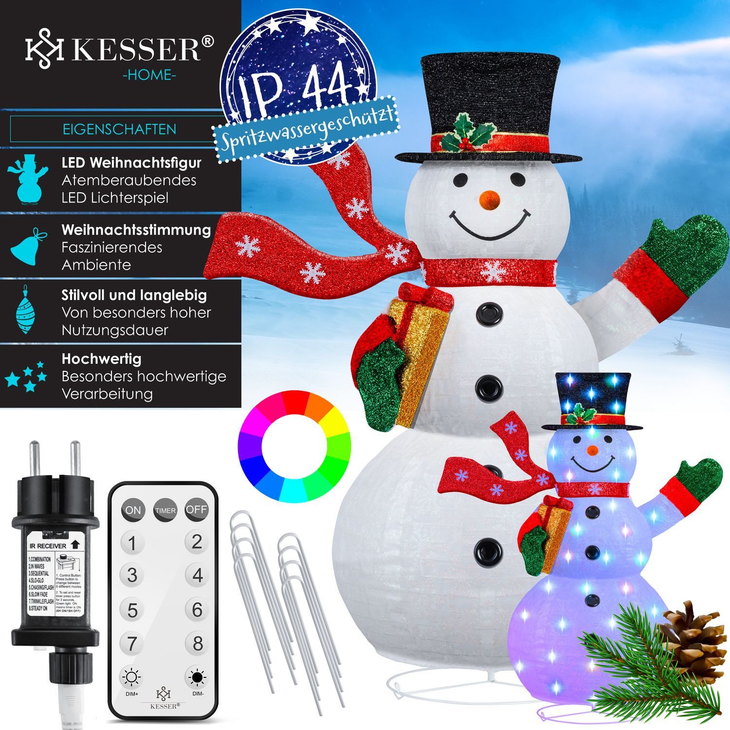 KESSER Weihnachtsfigur, LED Schneemann mit Fernbedienung günstig online kaufen